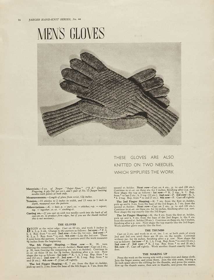 Knitting pattern for mens gloves