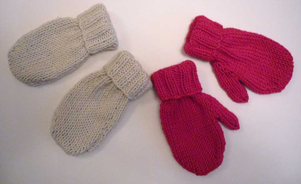 Knitting pattern for mittens on two needles