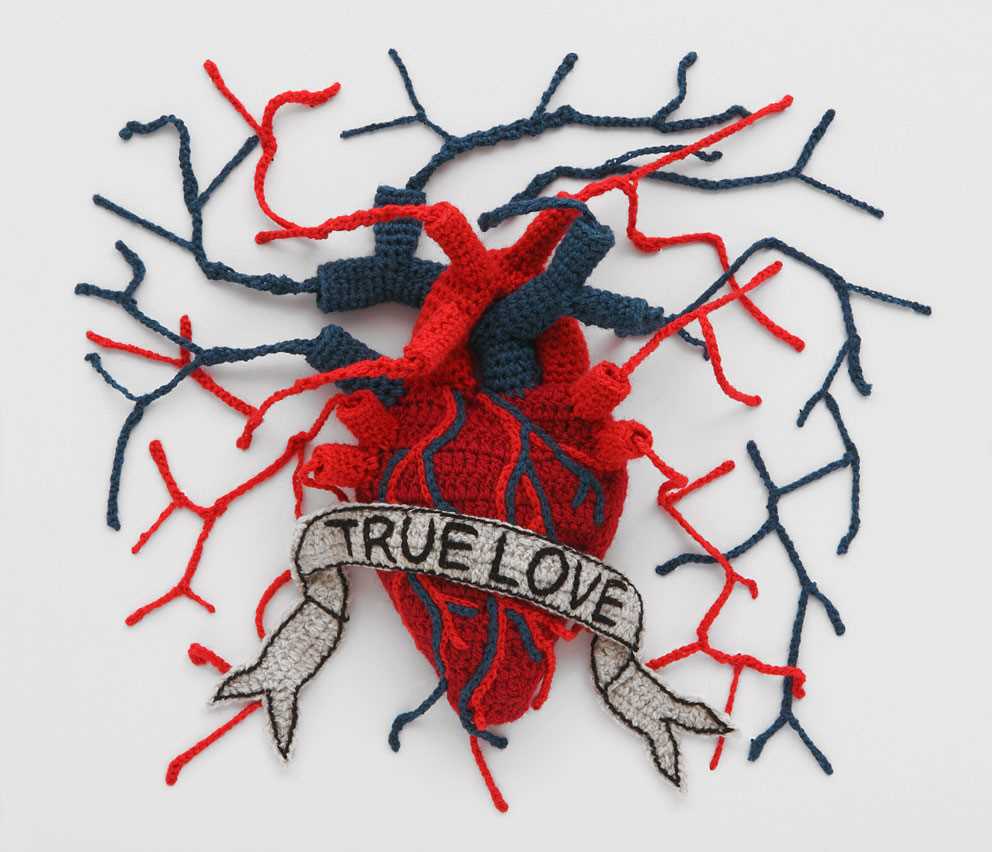 Anatomical heart knitting pattern