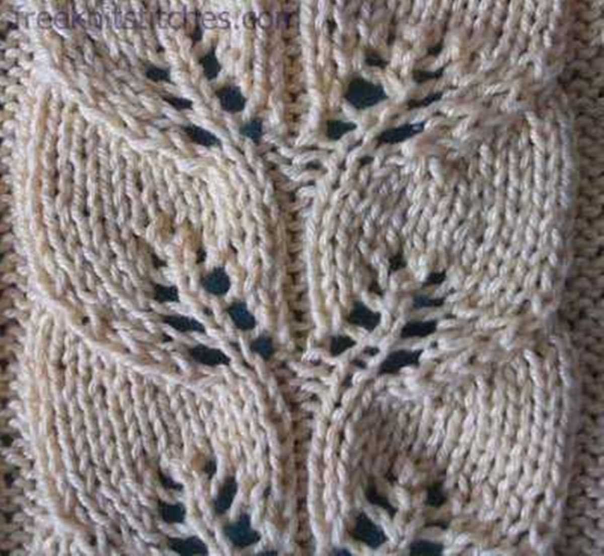 Leaf stitch pattern knitting