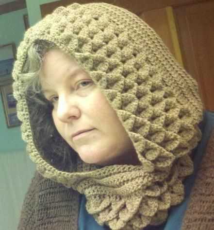 Loom knit hooded cowl pattern