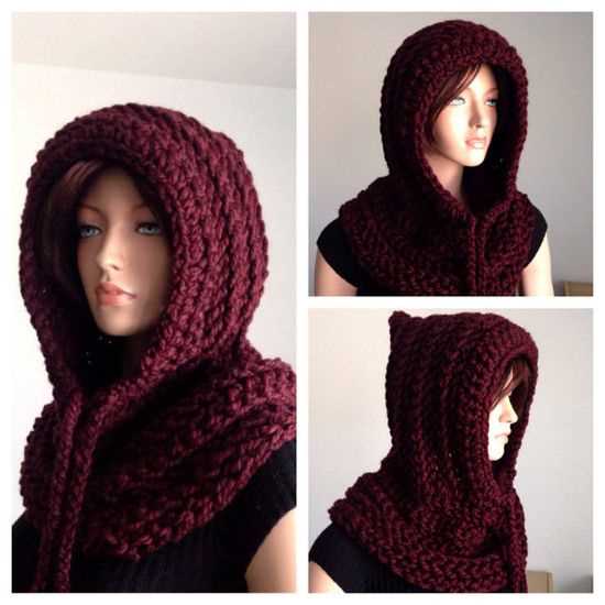 Loom knit hooded cowl pattern
