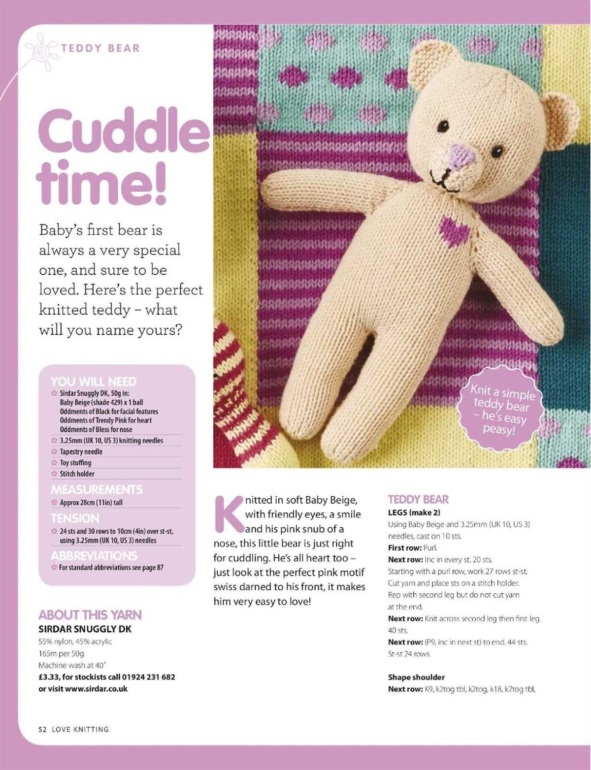 Simple teddy bear knitting pattern