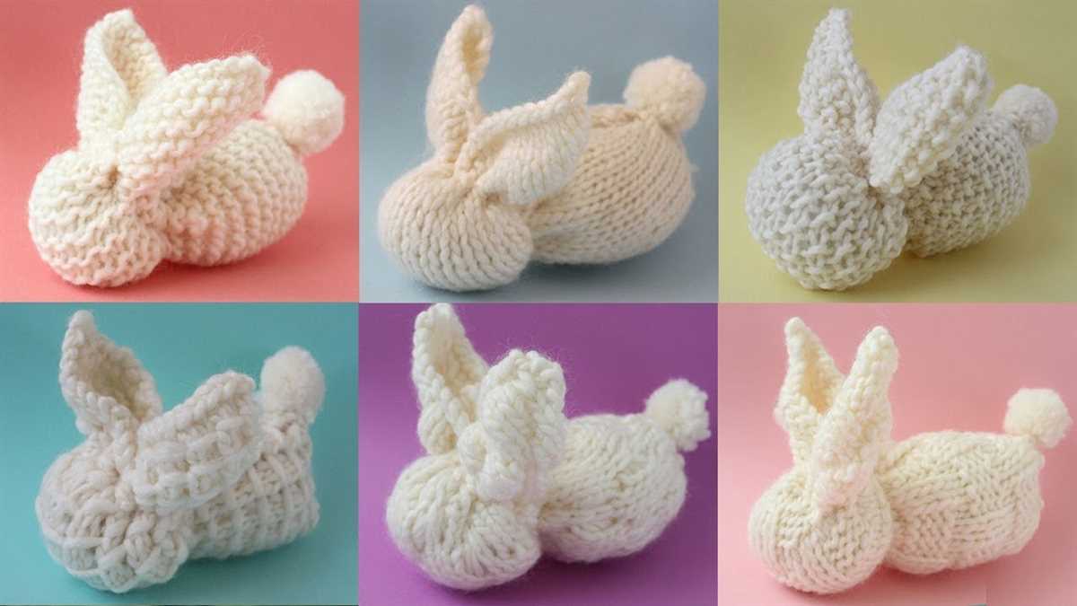 Knitted bunny pattern from a square