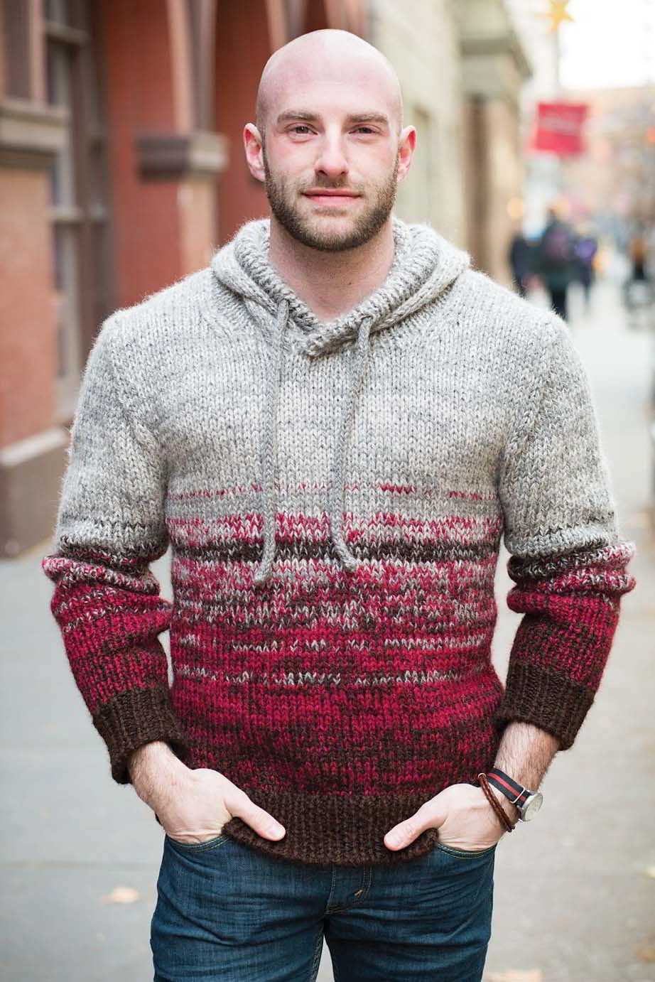 Men's knitted hoodie pattern