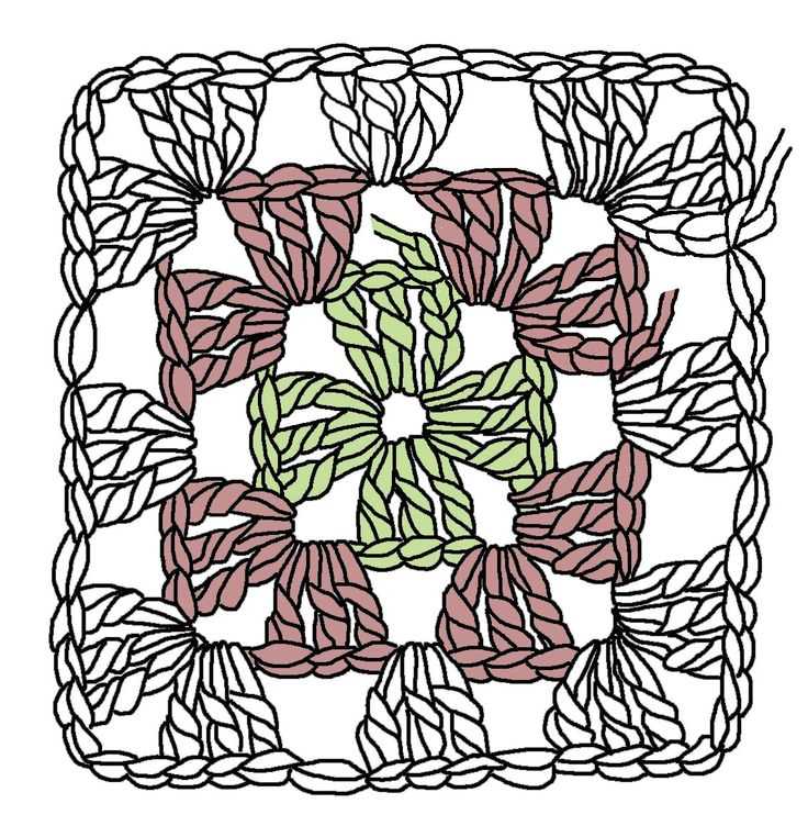 Knitted leaf square pattern free