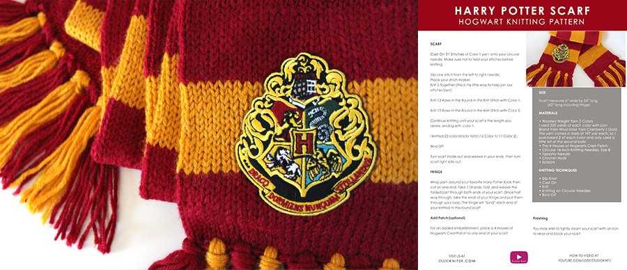 Gryffindor hat knitting pattern