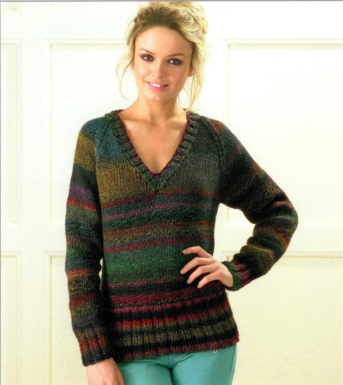 Ladies v neck sweater knitting patterns