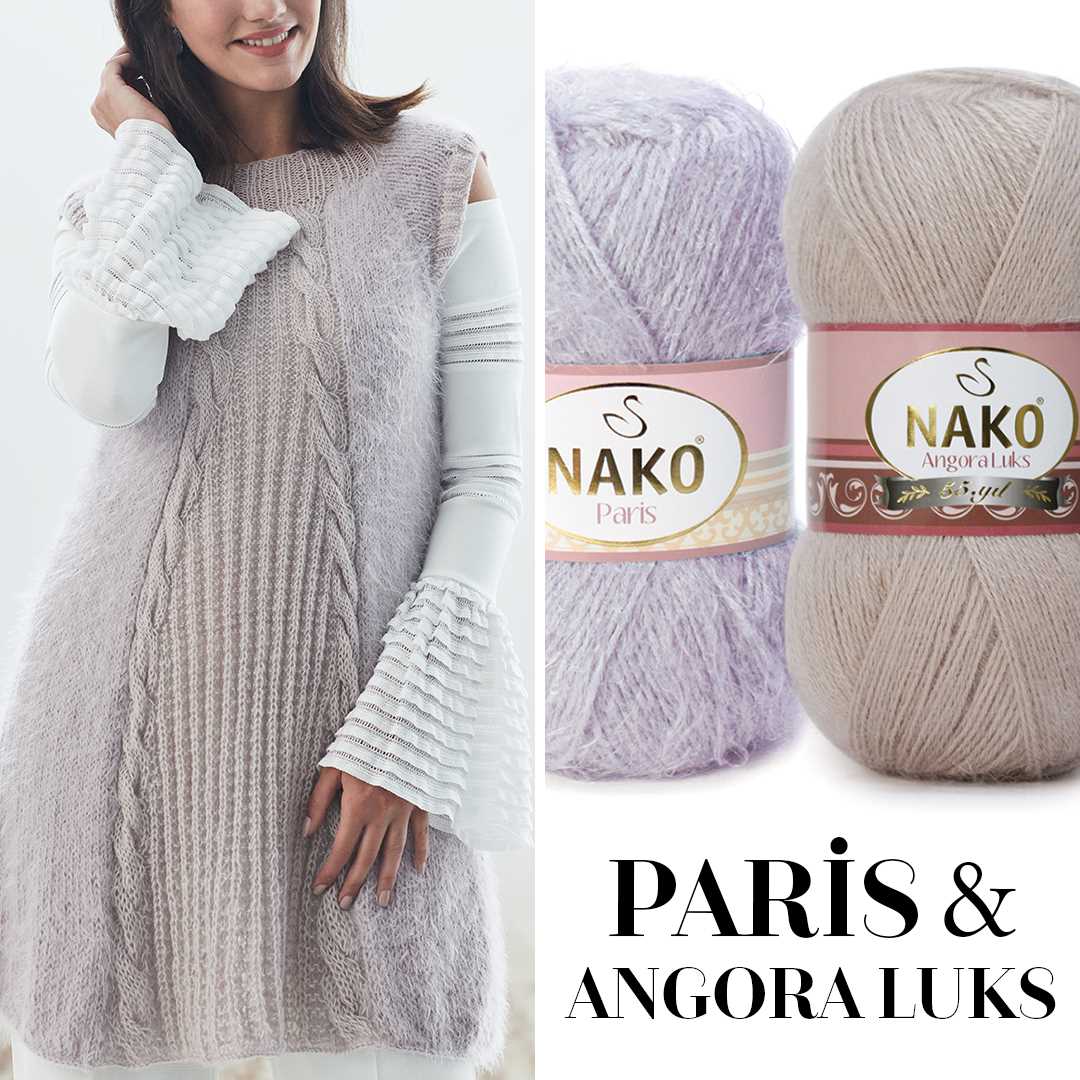 Knitting patterns using angora yarn