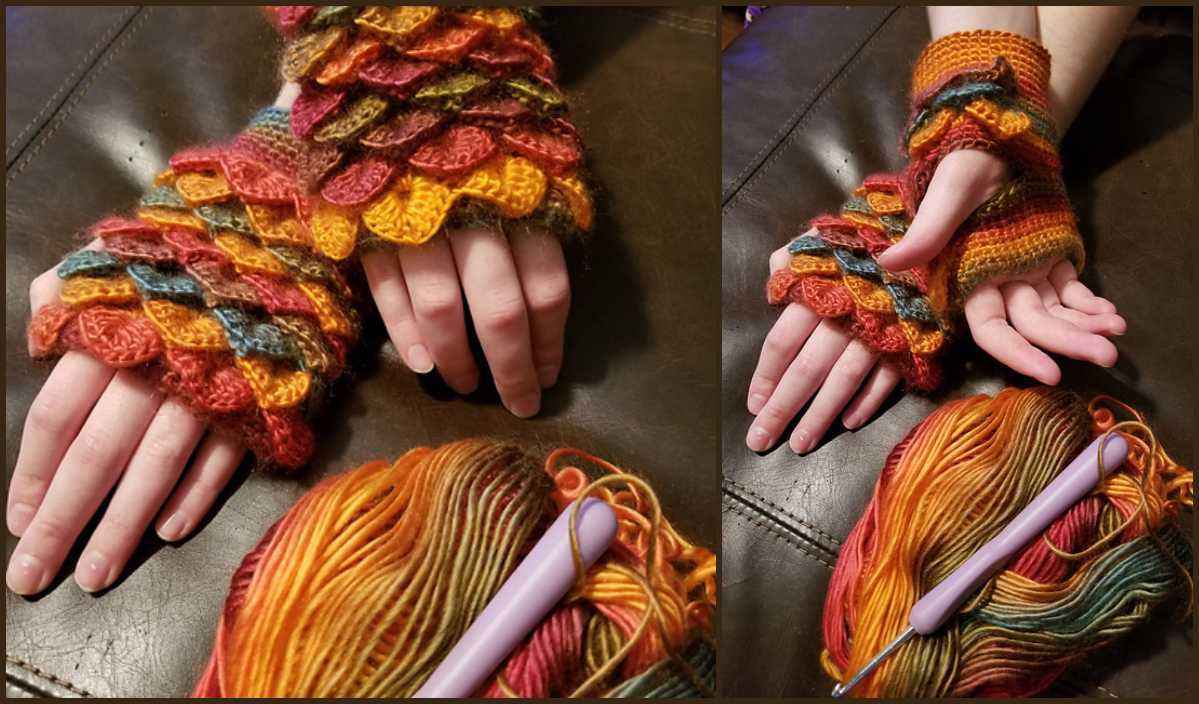 Knitted dragon gloves pattern