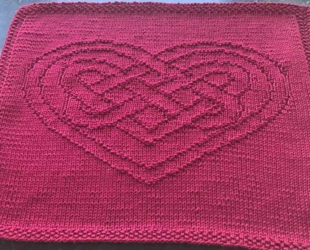 Knitted heart dishcloth pattern by emily