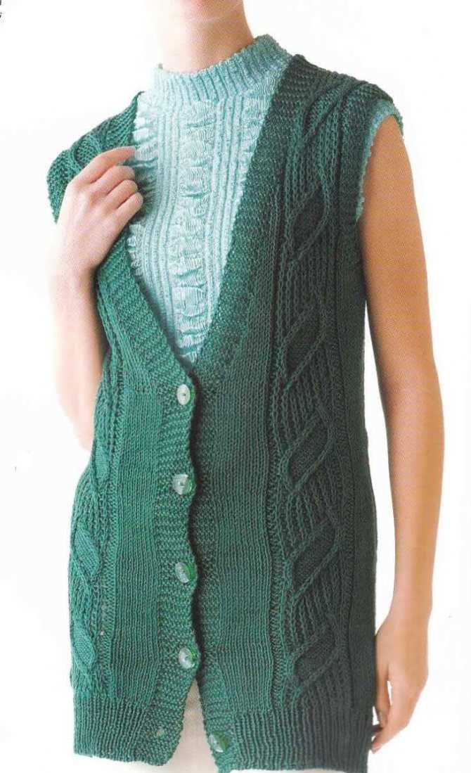 Long sleeveless vest knitting pattern