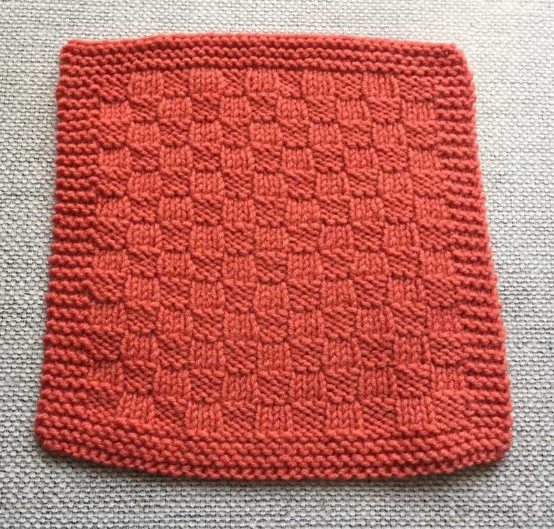 Basket weave knitted dishcloth pattern