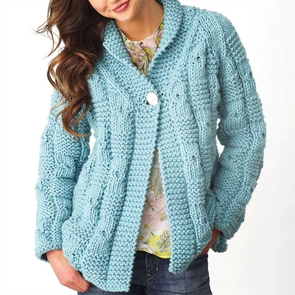 Ladies shawl collar cardigan knitting pattern