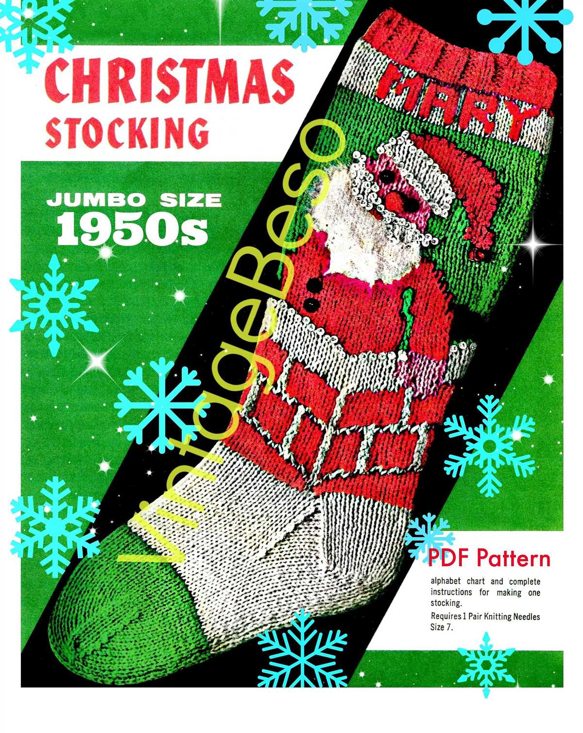Knitted christmas stocking patterns 1950's