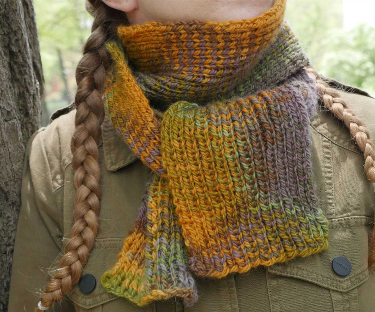 Ribbed scarf pattern knitting