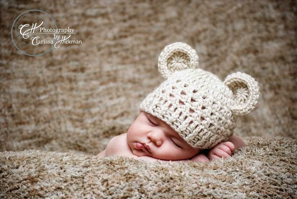 Newborn bear hat knitting pattern