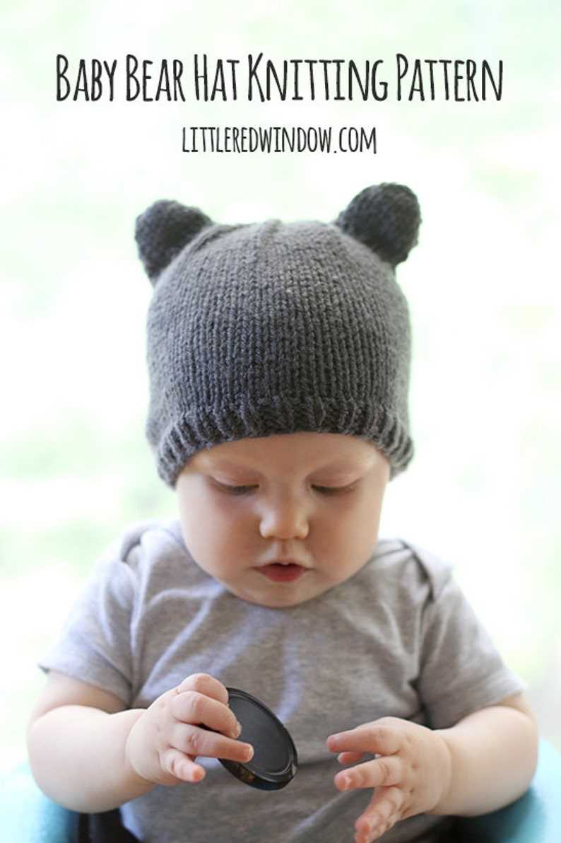 Newborn bear hat knitting pattern