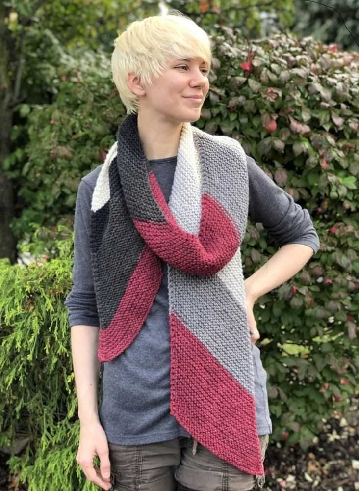 Diagonal knitted scarf pattern free