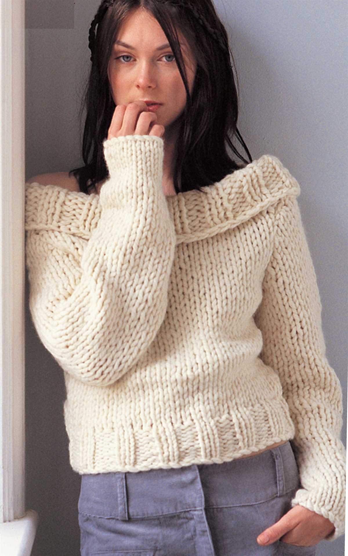 Off the shoulder jumper knitting pattern