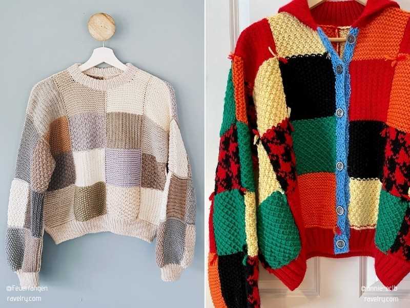 Knitted patchwork cardigan pattern free