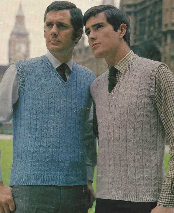 Free knitting pattern v neck vest men's