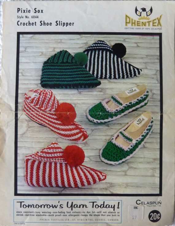 Pattern for knitted slippers from phentex