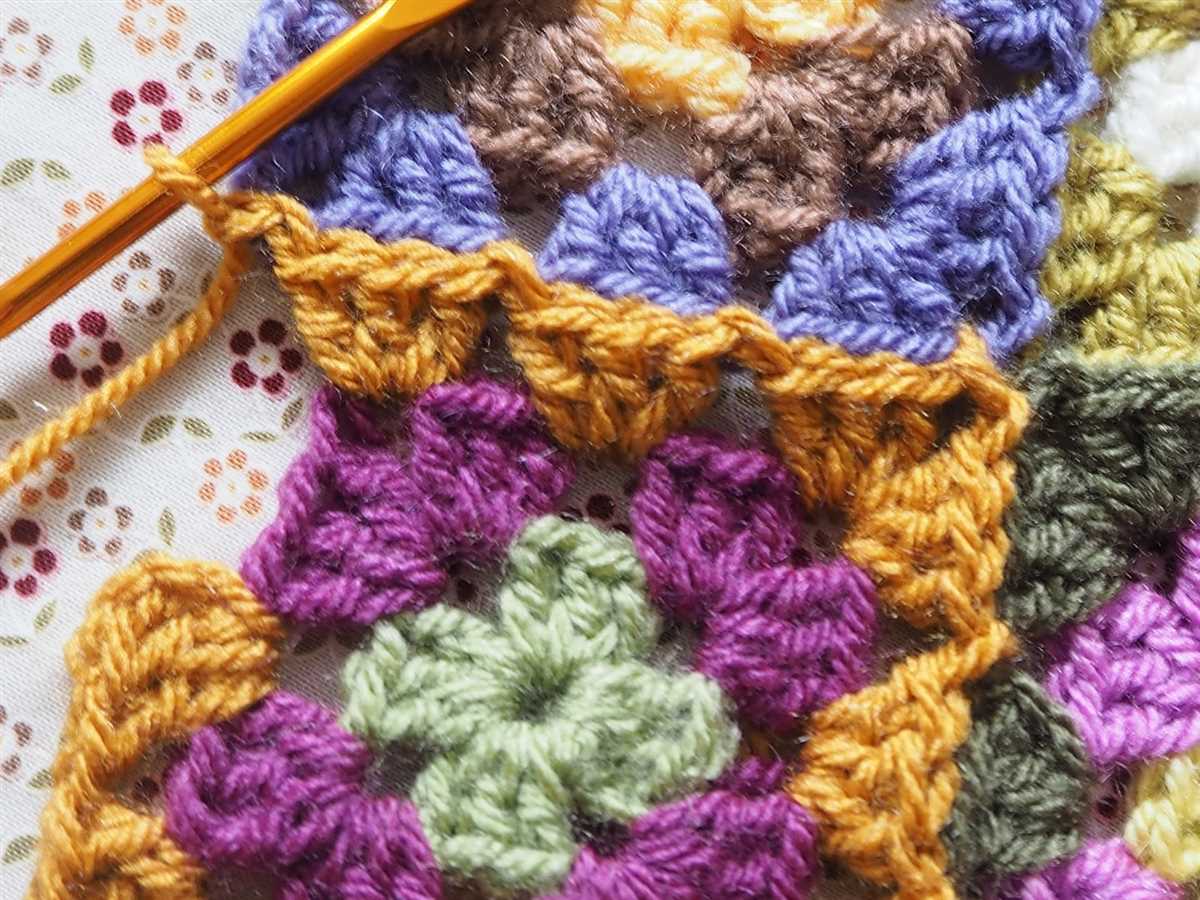 Granny square pattern knitting