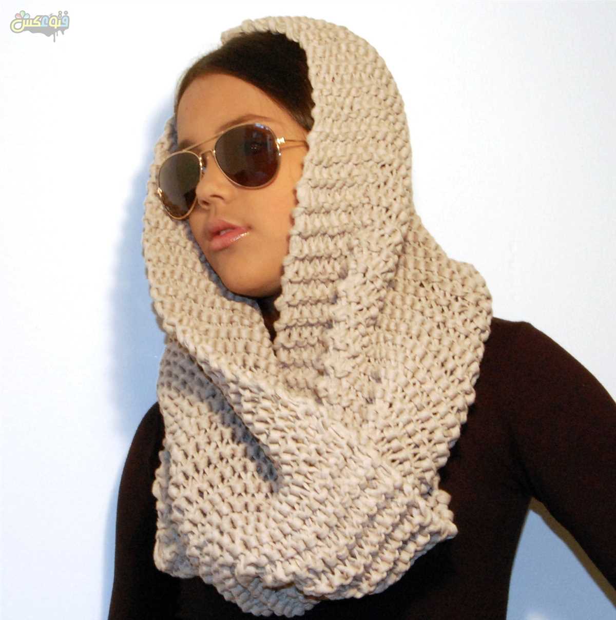 Hooded infinity scarf knit pattern