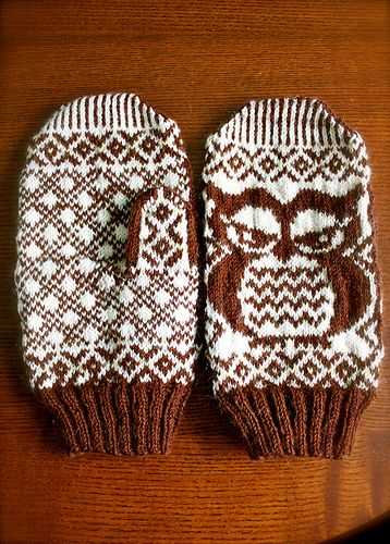 Owl mittens knitting pattern free