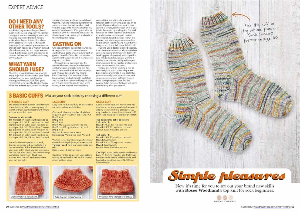 Knit sock pattern size 8 needles