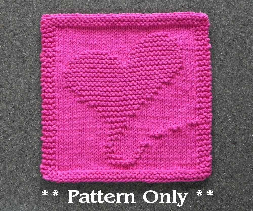 Knitted heart dishcloth pattern by emily