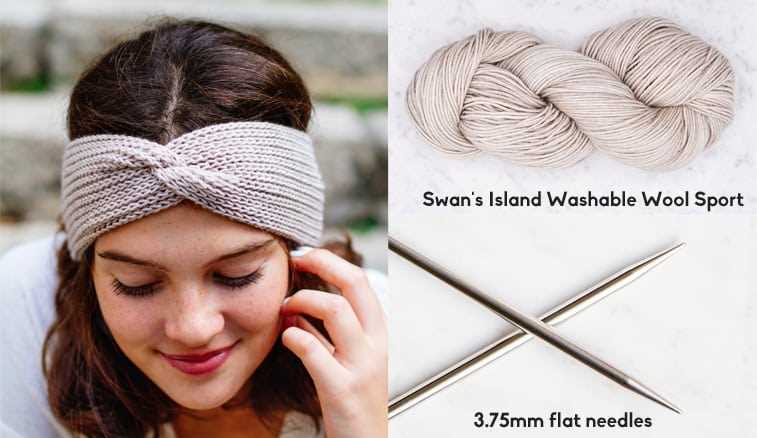 Knit headband with twist pattern