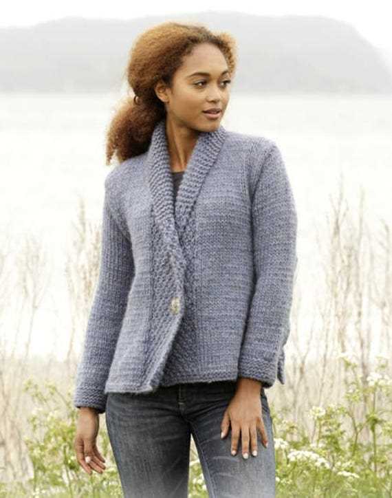 Ladies shawl collar cardigan knitting pattern