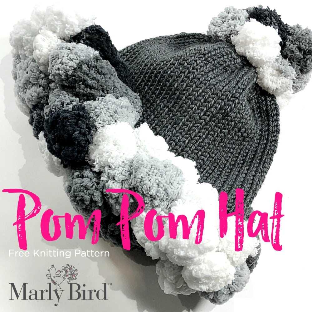 Free knitted pom pom hat pattern