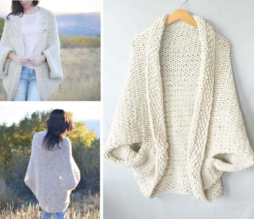 Knit rectangle shrug pattern