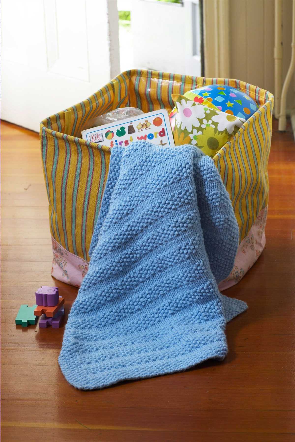 Seed stitch knit blanket pattern