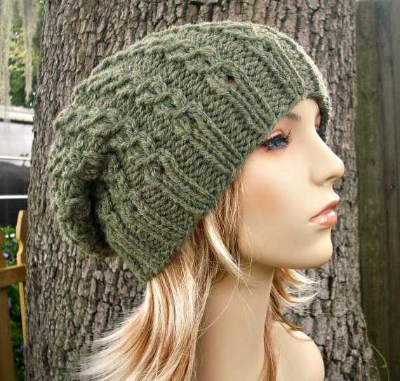 Slouchy cable knit hat pattern