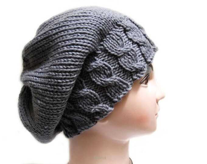 Slouchy cable knit hat pattern