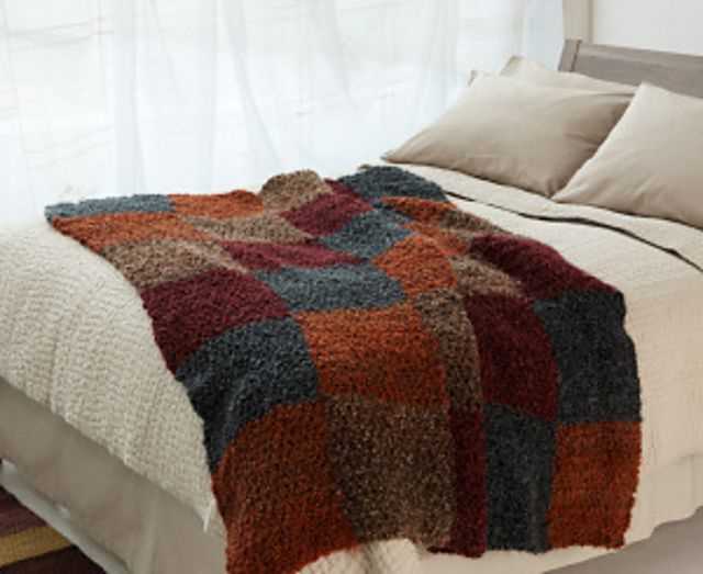 Checkerboard knitted blanket pattern