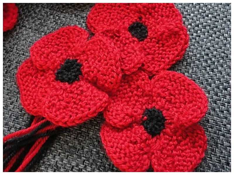 Knit flower applique pattern