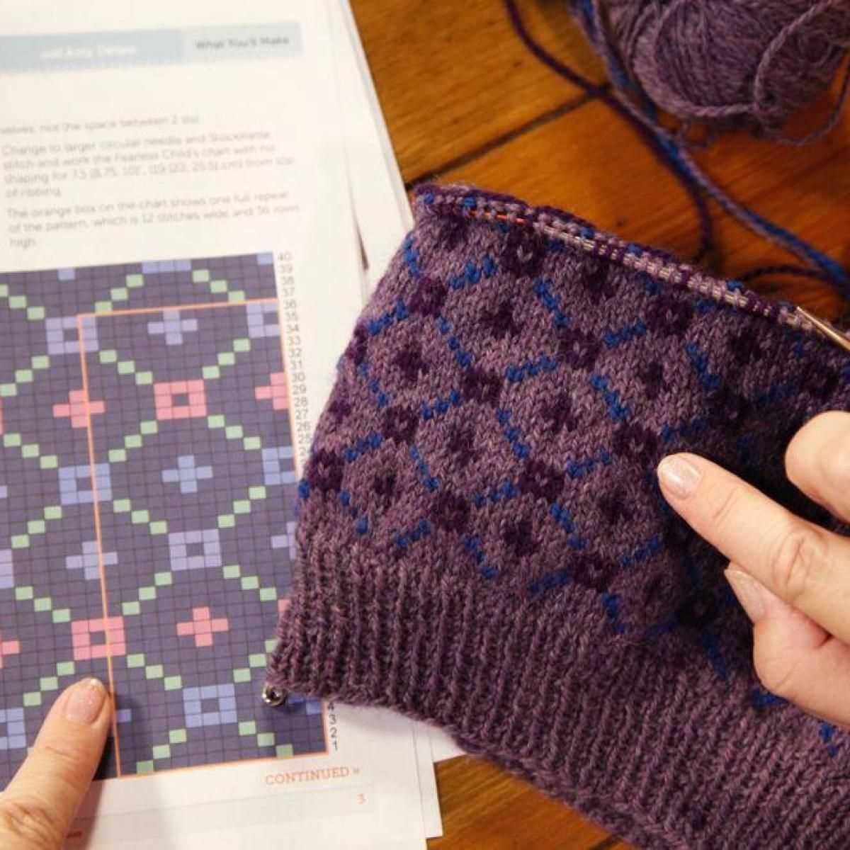 Work in pattern knitting