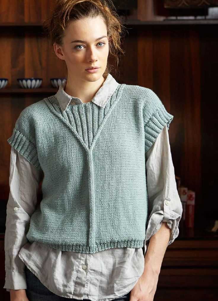 V neck sweater vest knitting pattern free