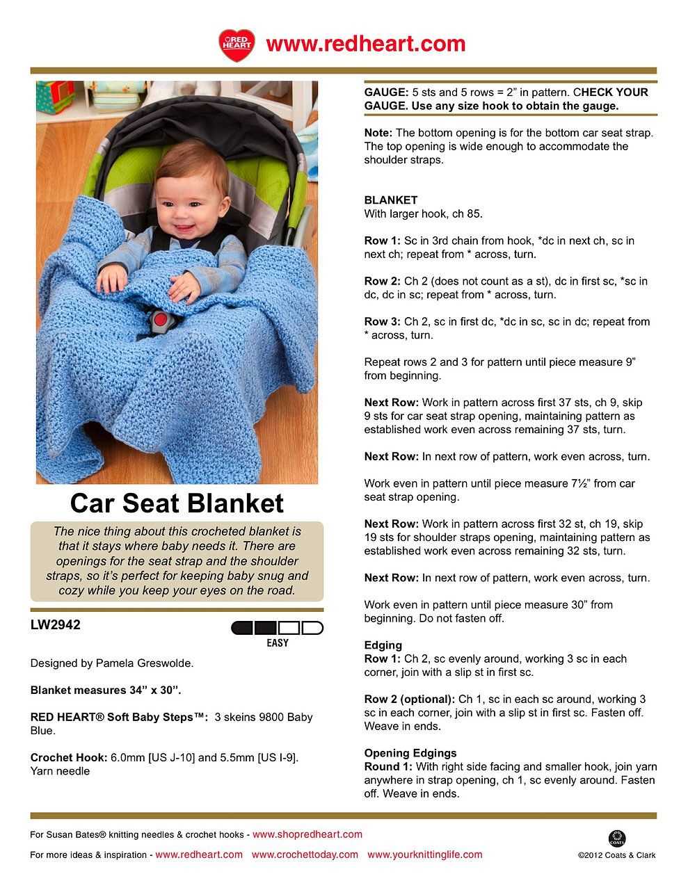 Knitted car seat blanket pattern