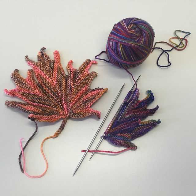 Knitted maple leaf pattern