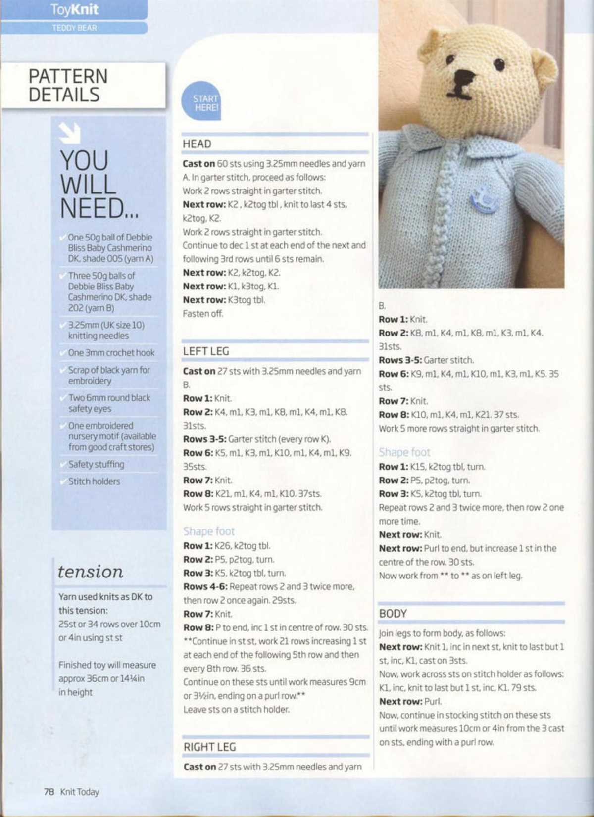 Downloadable knit free teddy bear knitting patterns