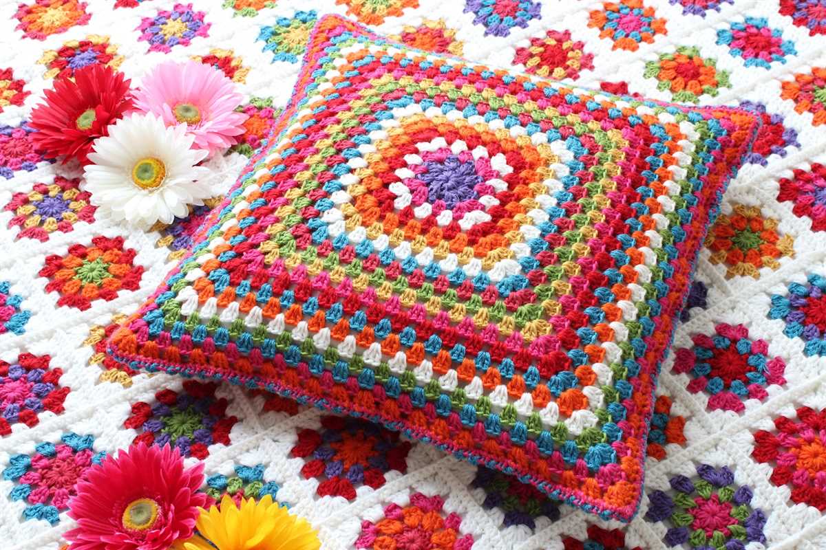 Granny square pattern knitting