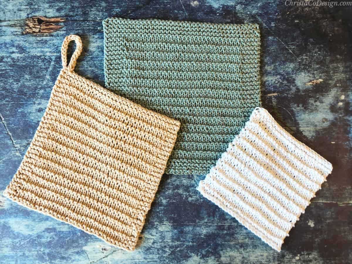 Corner to corner knitted dishcloth pattern