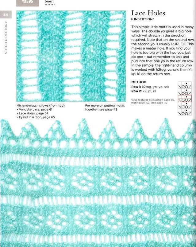 Two row lace pattern knitting