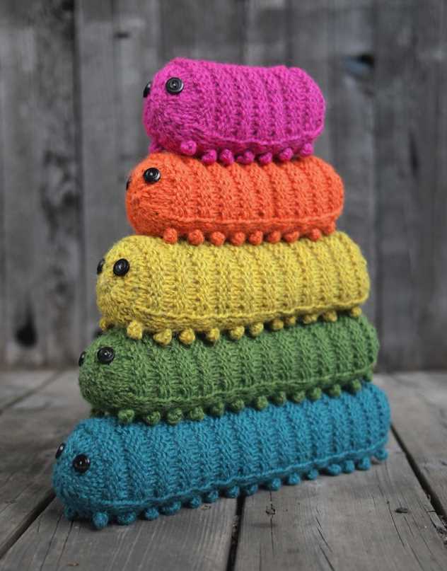 Create a Colorful Caterpillar with a Knitting Pattern Knitted caterpillar pattern